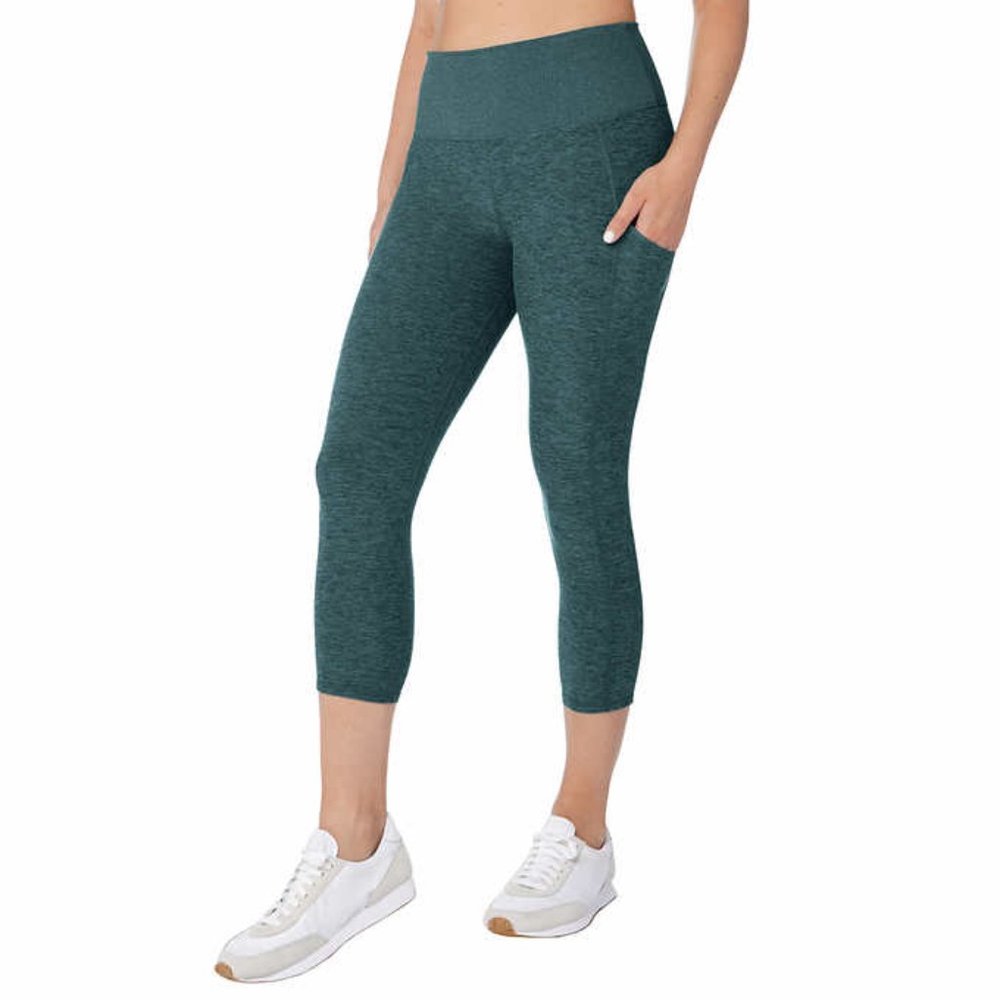 NWT Kirkland Signature Ladies' Brushed Legging Heather Green Capri S $50 9C092